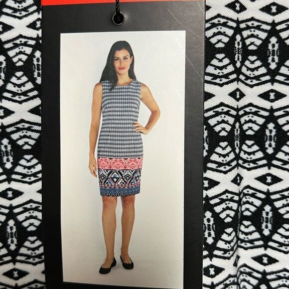 NWT MARIO SERRANI ITALY Women's shift dress, black/white pattern Sz 8 - Picture 6 of 6